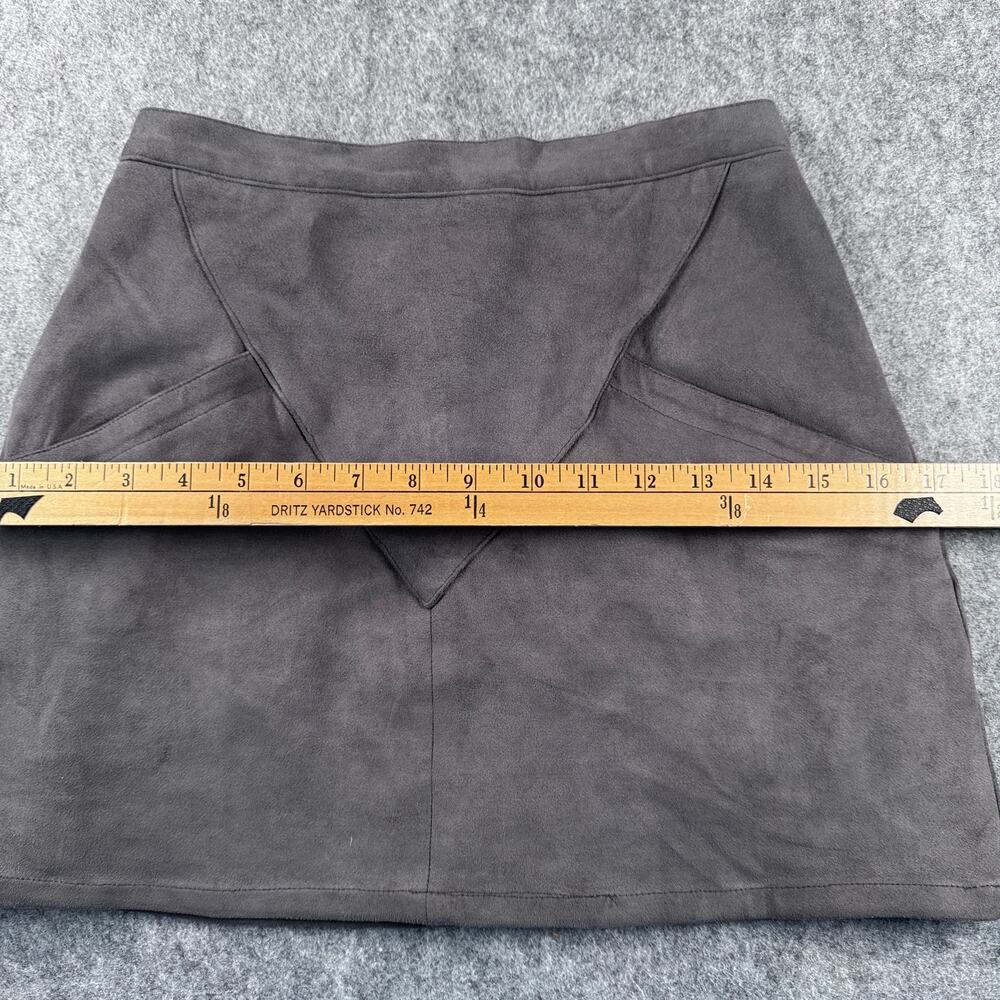 Jaase Women's M Charcoal Faux Suede Front Pockets Mini Skirt - Picture 6 of 7